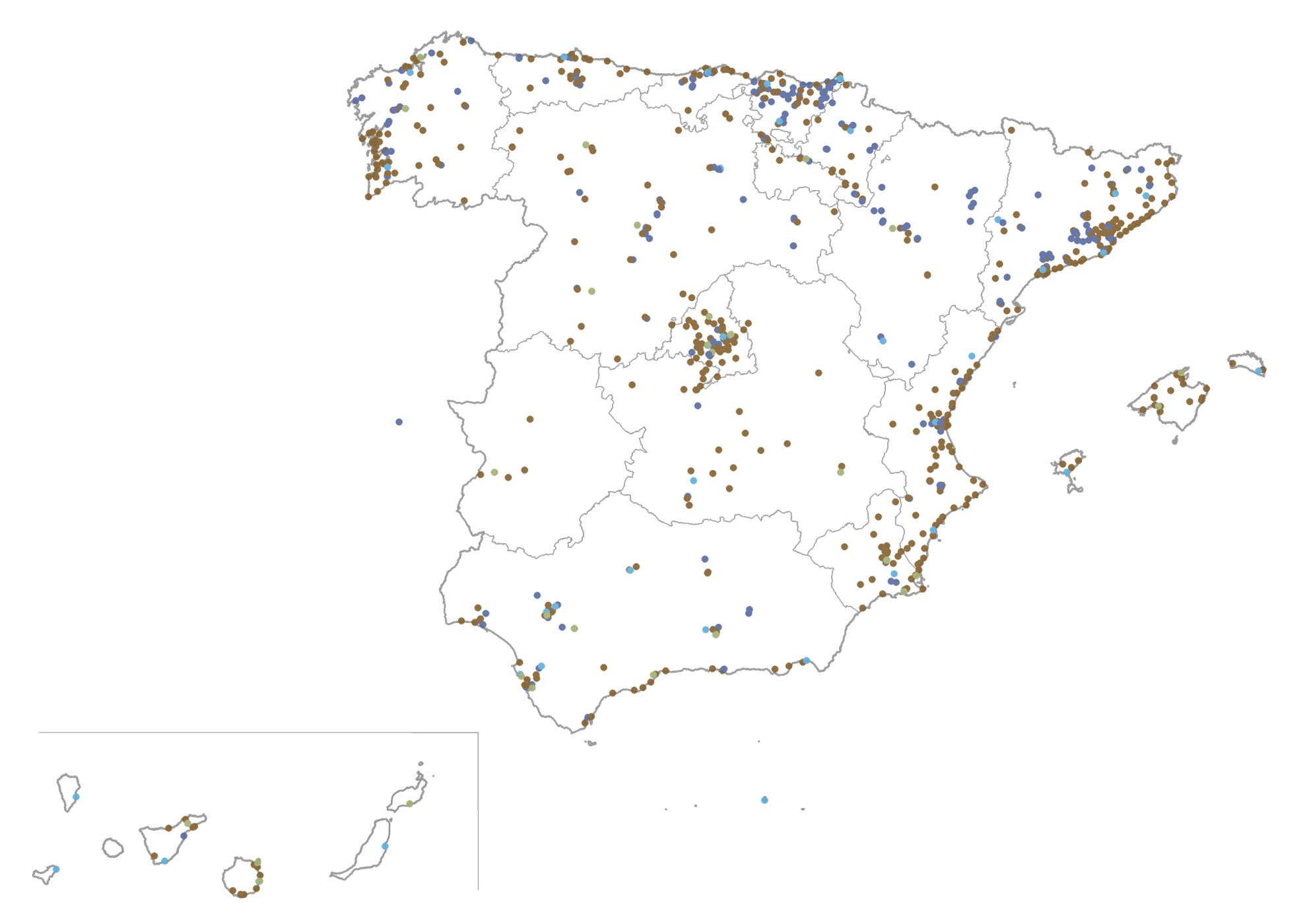 Mapa con lugares sospechosos de tener PFAS